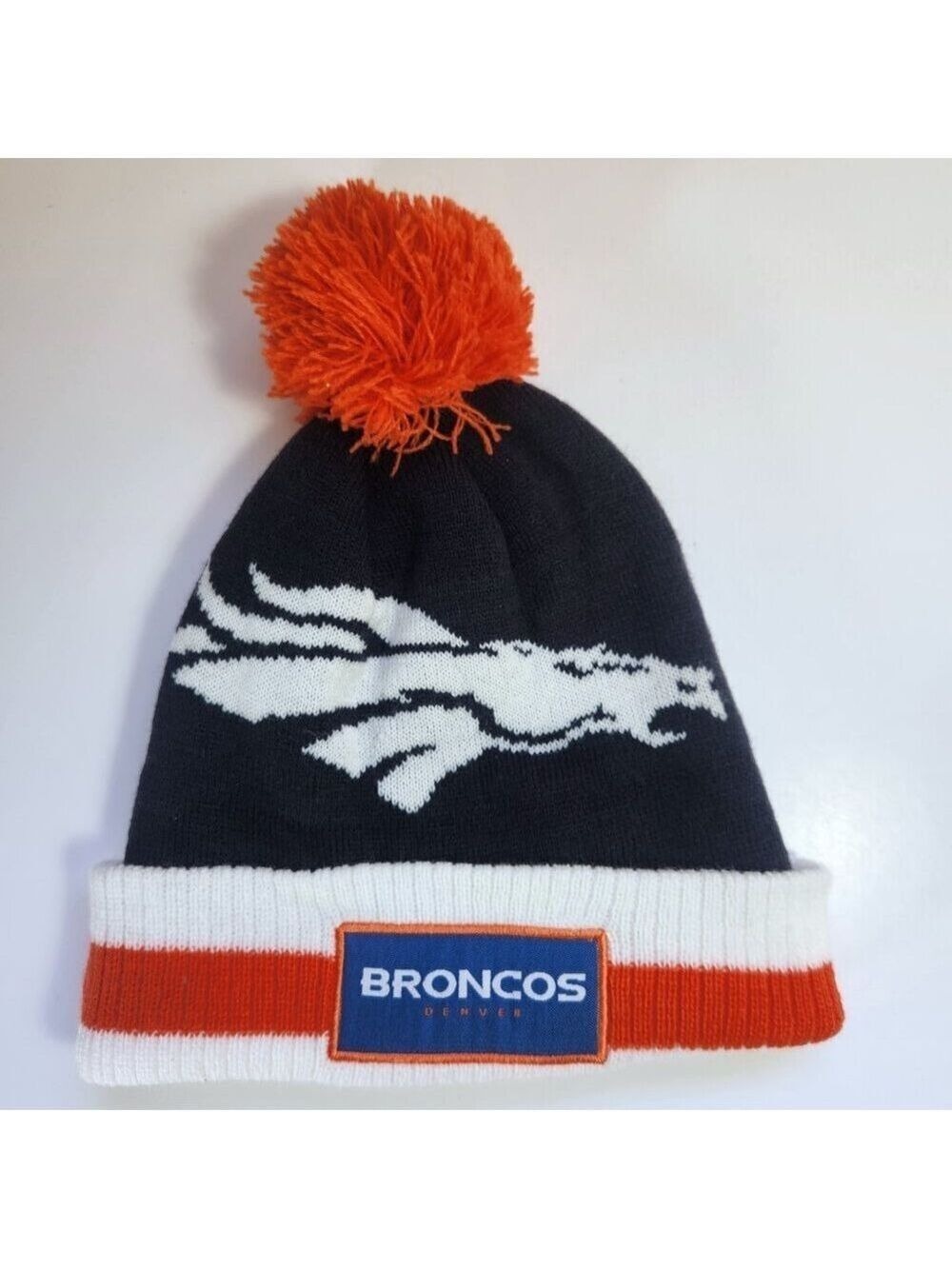Denver Broncos Bud Lite Beanie Toque Hat NFL Football Stocking Cap Pompom